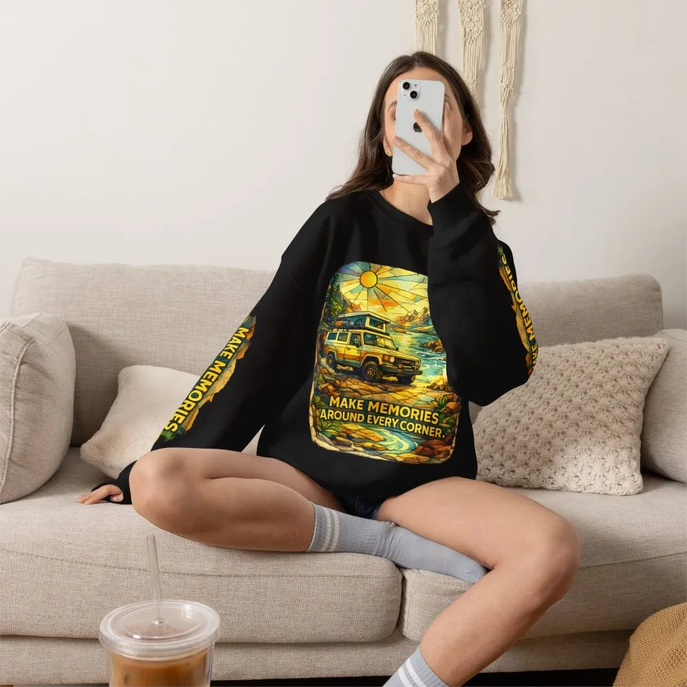 16302072406229805188_2048.jpeg Unisex Heavy Blend™ Crewneck Sweatshirt — "Make Memories Around Every Corner" Design Cubic-Line