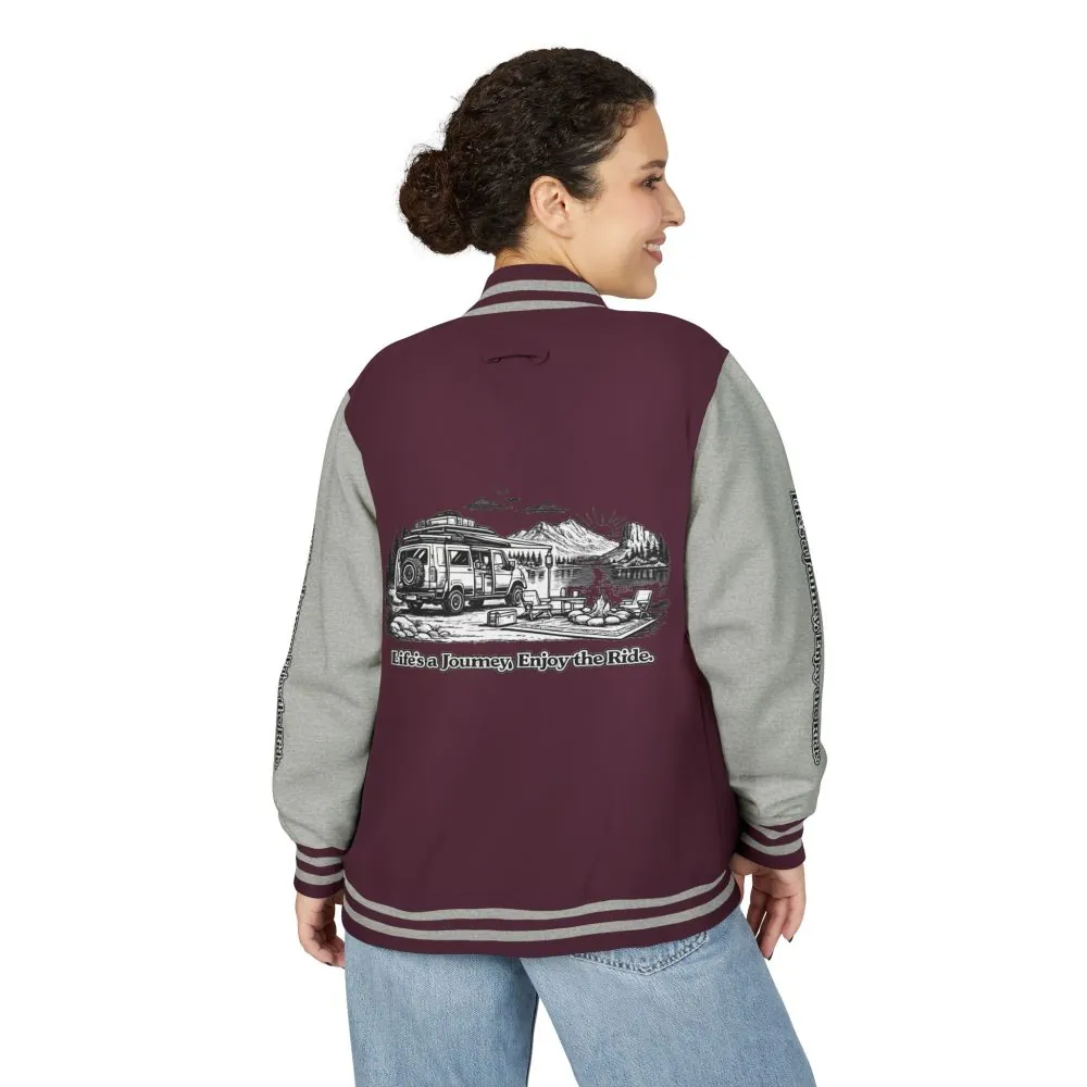 Unisex Heavyweight Letterman Jacket — "Lifes A Journey,Enjoy The Ride" Travel Varsity Coat
