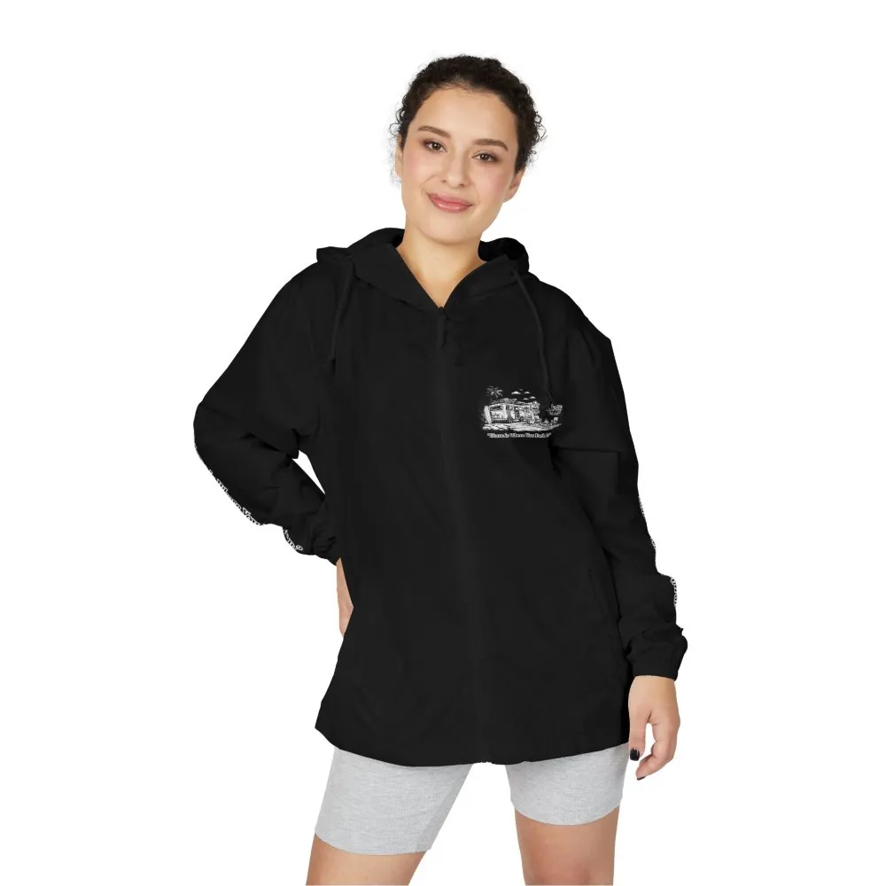 16307320976968936639_2048.jpeg Unisex Full-Zip Windbreaker Jacket — "Home Is Where You Park It" (Design "Minimal-Line")
