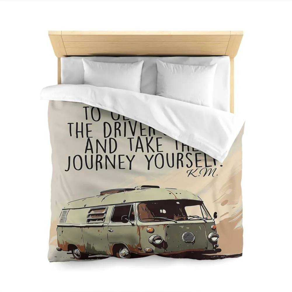 Duvet Cover — 'Take the Journey Yourself' Vintage Camper Quote Bedding