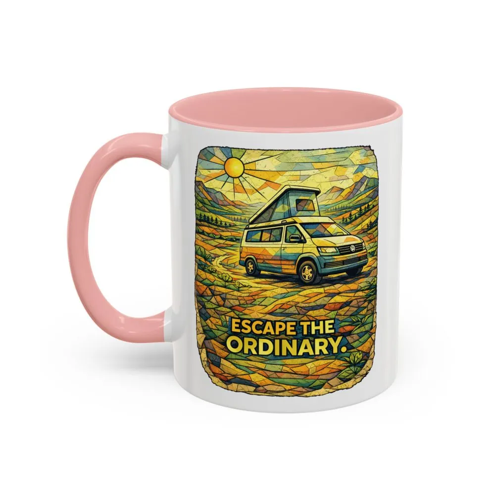Accent Coffee Mug (11, 15oz) — "Escape The Ordinary" Design Cubic-Line