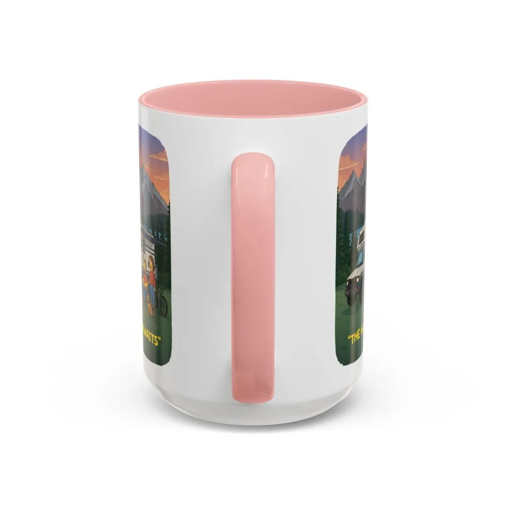 Accent Coffee Mug (11, 15oz) — "The World Awaits" Design Sitcom-Line