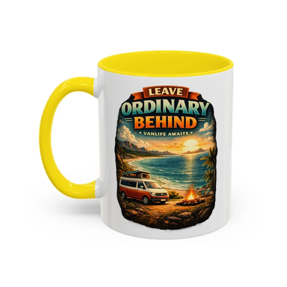 Accent Coffee Mug (11, 15oz) — "Leave Ordinary Behind" Design Scenic-Line
