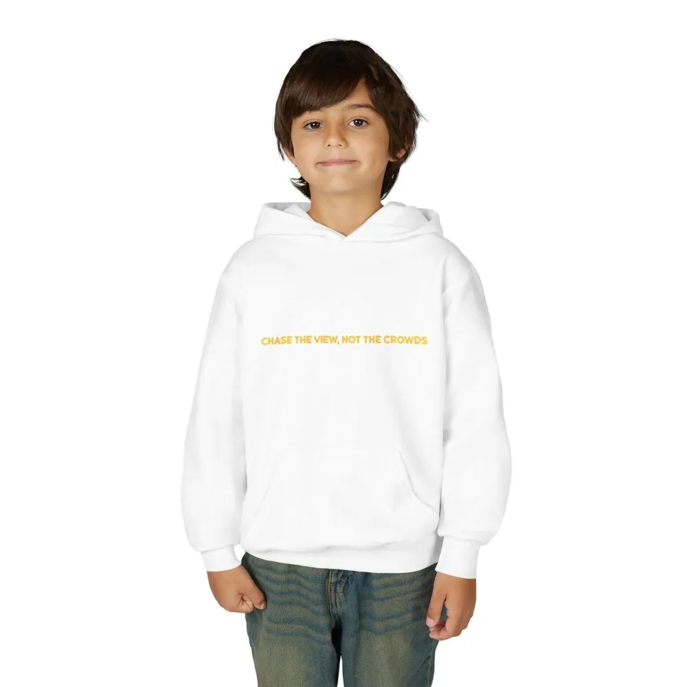 Youth Hoodie(Gildan) – "Chase The Views-Not The Crowds" (Design Sitcom-Line)