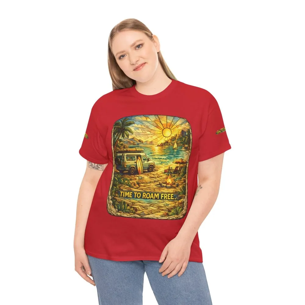 16332929495237739271_2048.jpeg Unisex Heavy Cotton Tee — "Time To Roam Free" Design Cubic-Line