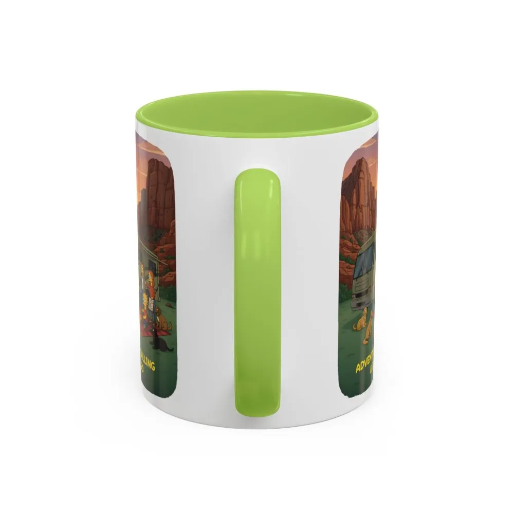 Accent Coffee Mug (11, 15oz) — "Adventure Is Calling-I Must Go" Design Sitcom-Line