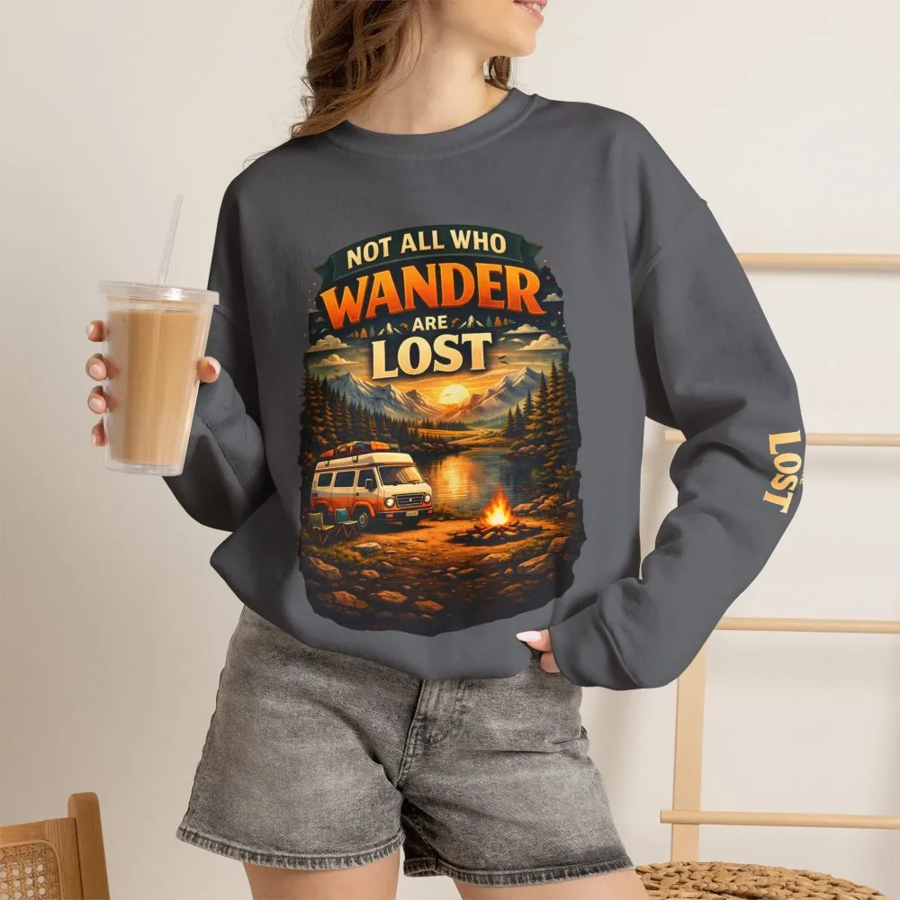 1634616760890746182_2048.jpeg Unisex Heavy Blend™ Crewneck Sweatshirt — "Not All Who Wander Are Lost" Design Scenic-Line