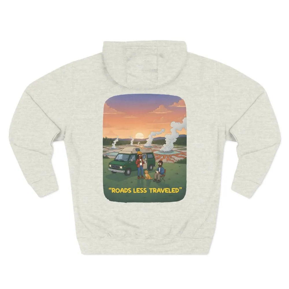 Three-Panel Fleece Hoodie - "Roads Less Traveled" Design Sitcom-Line