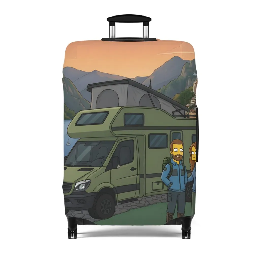Luggage Cover — Adventure Camper Sketch Travel Suitcase(Design Sitcom-Line)