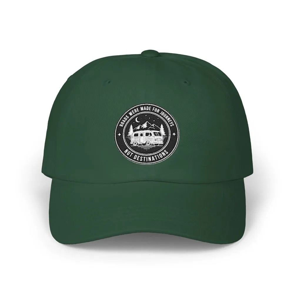Dad Cap - "ROAD WHERE MADE FOR JOURNEYS-NOT DESTINATIONS" Vintage National Park Stamp Hat