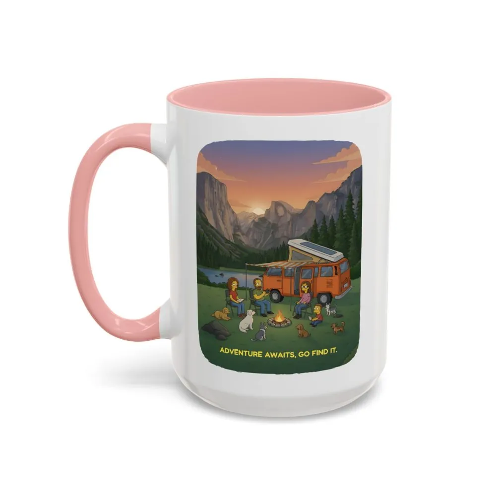 Accent Coffee Mug (11, 15oz) — "Adventure Awaits-Go Find It"" Design Sitcom-Line