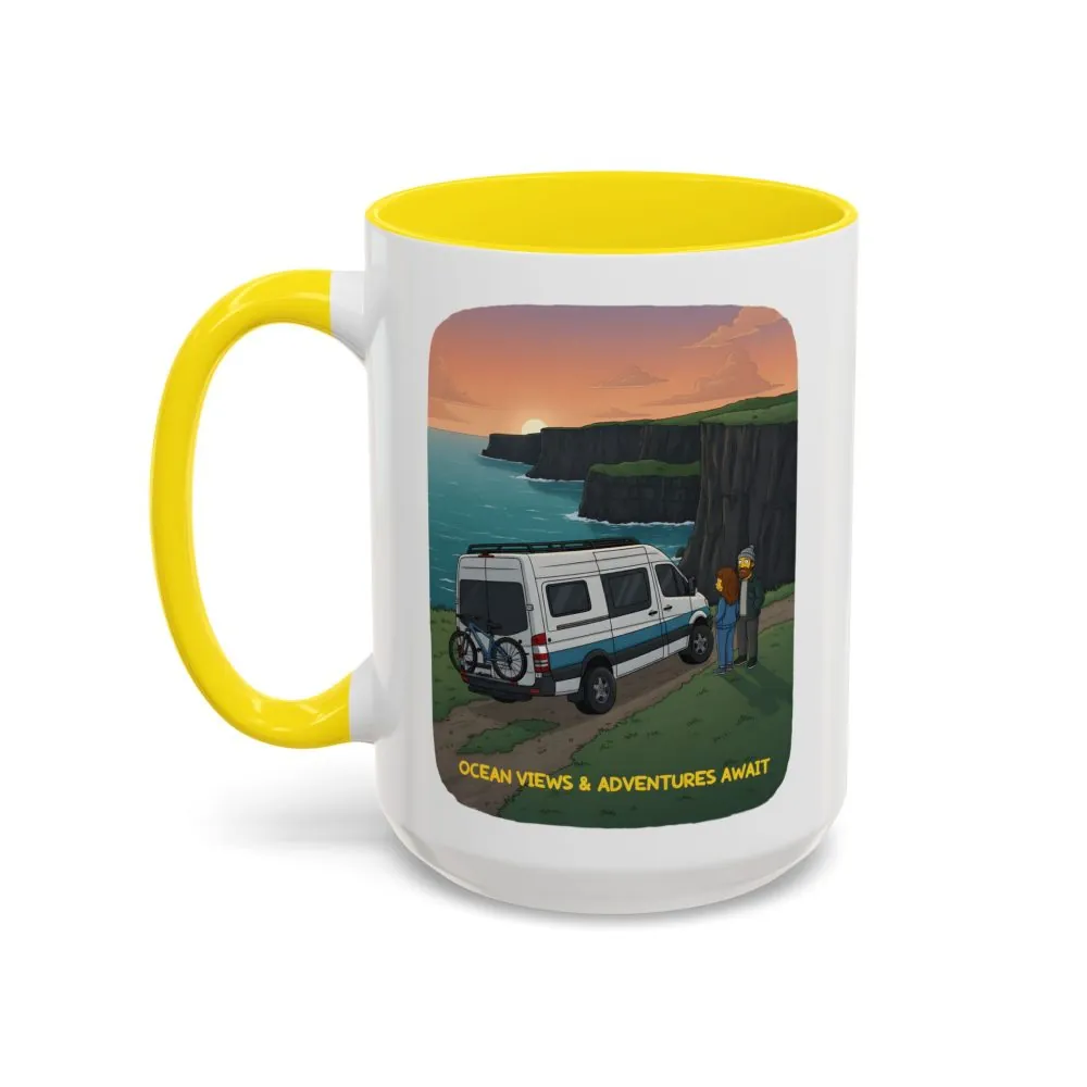 Accent Coffee Mug (11, 15oz) — "Ocean Views-Adventures Awaits" Design Sitcom-Line
