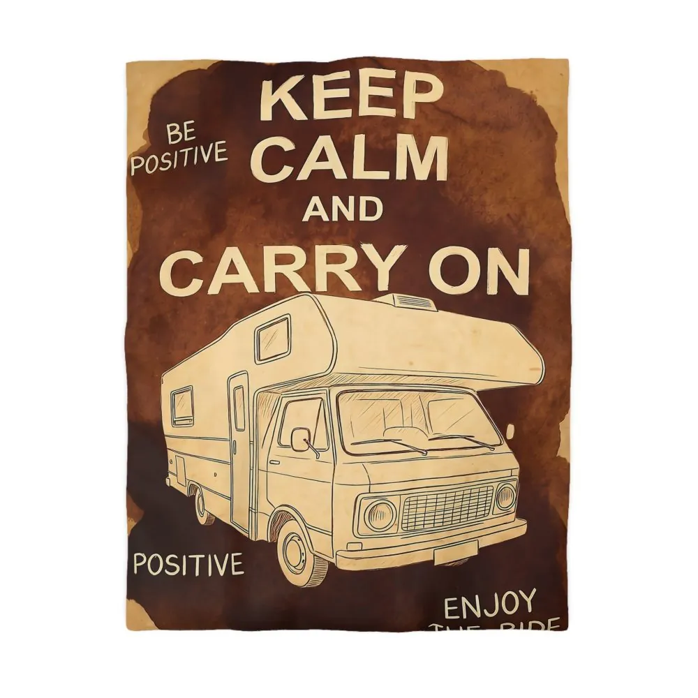 Duvet Cover - "Keep Calm and Carry On" RV Camper Retro Travel Microfiber Duvet