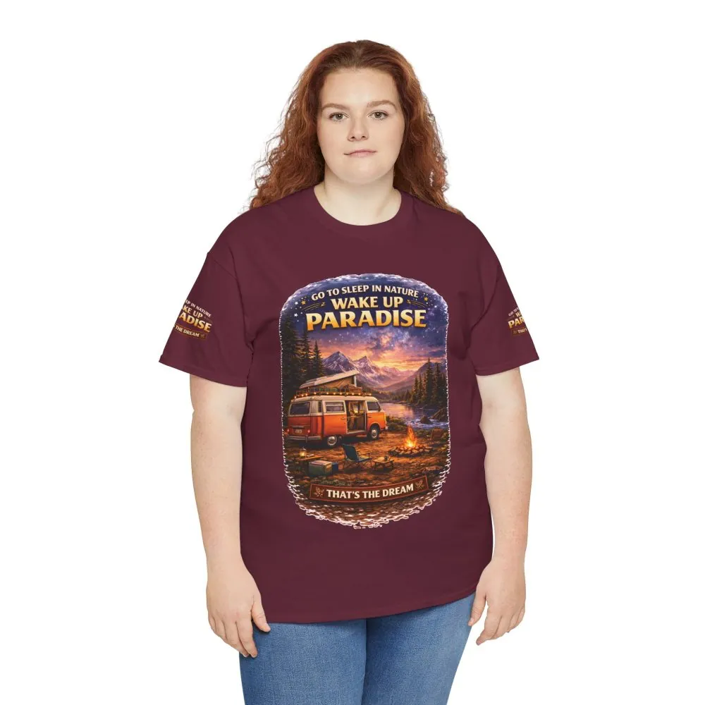 Unisex Heavy Cotton Tee — "Go Sleep In Nature" Design Scenic-Line