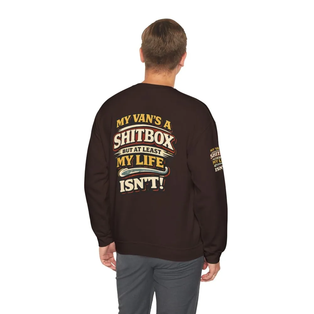 Unisex Heavy Blend™ Crewneck Sweatshirt — "My Van`s A Shitbox" Design F**K-Line