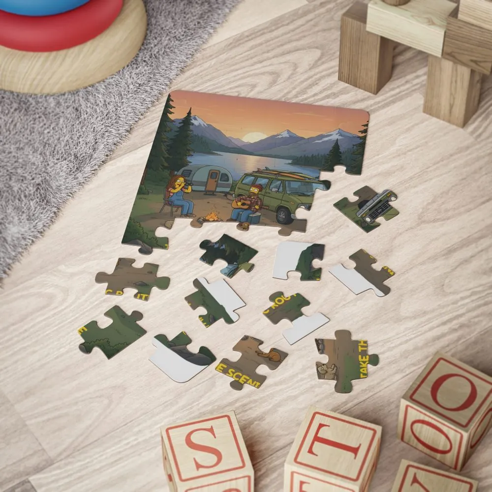 Kids' 30‑Piece Camping Puzzle — Sunset Mountain Campfire Scene