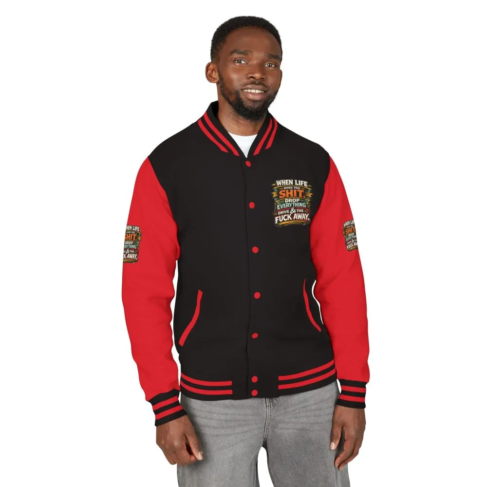 Unisex Heavyweight Letterman Jacket — "When Live Gives You Shit" Design F**K-Line