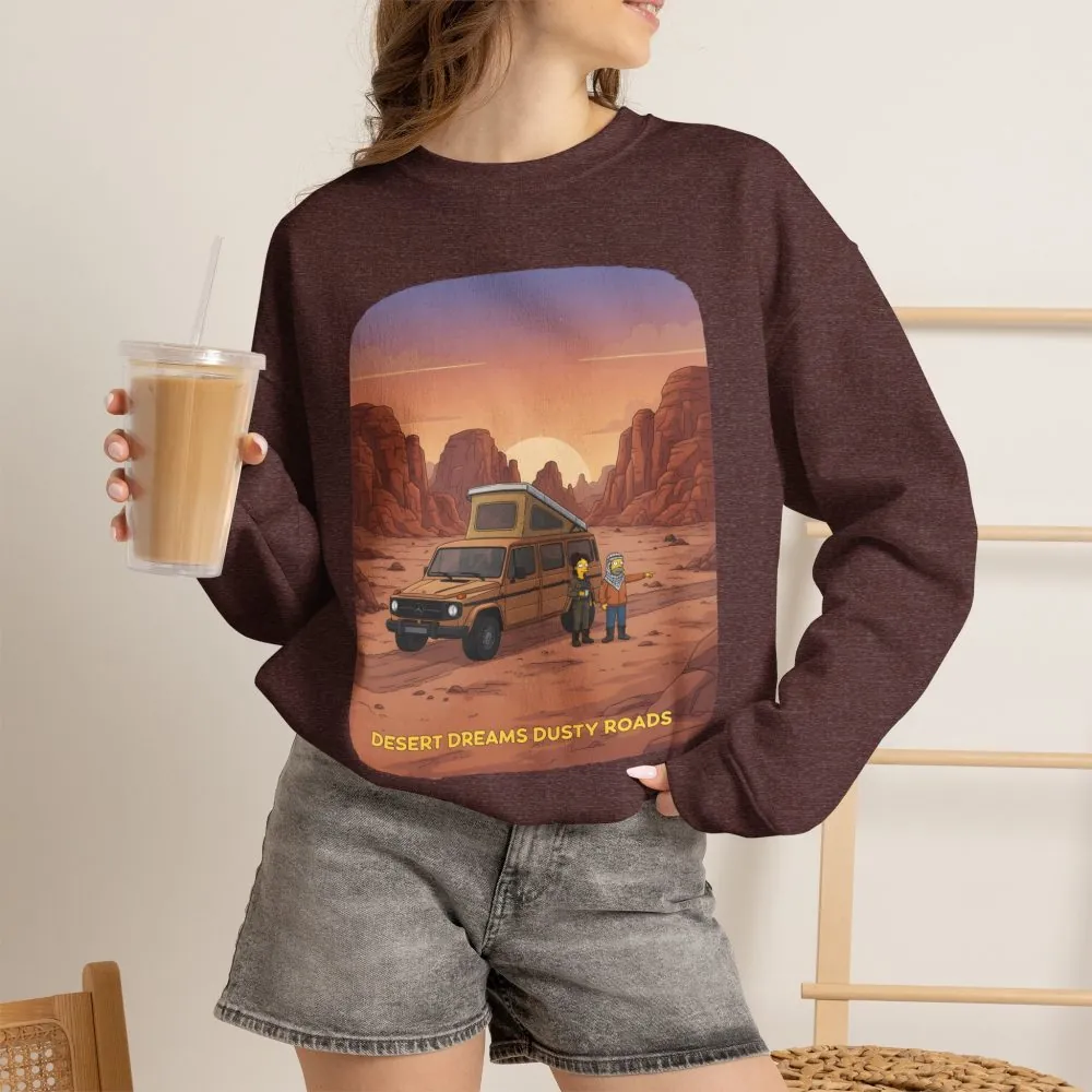 Unisex Heavy Blend™ Crewneck Sweatshirt — "Desert Dreams Dusty Roads" Design Sitcom-Line
