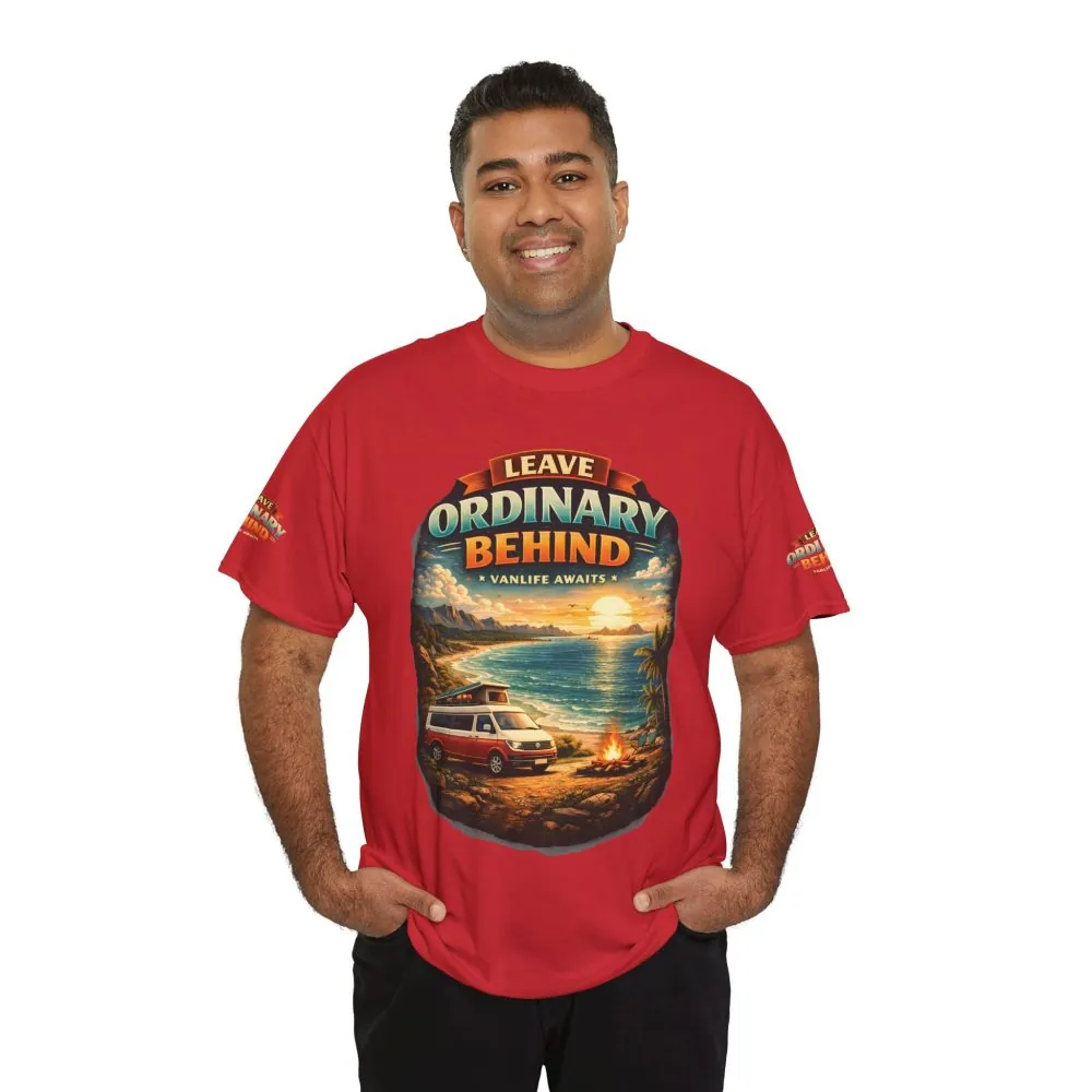 Unisex Heavy Cotton Tee — "Leave Ordinary Behind" Design Scenic-Line