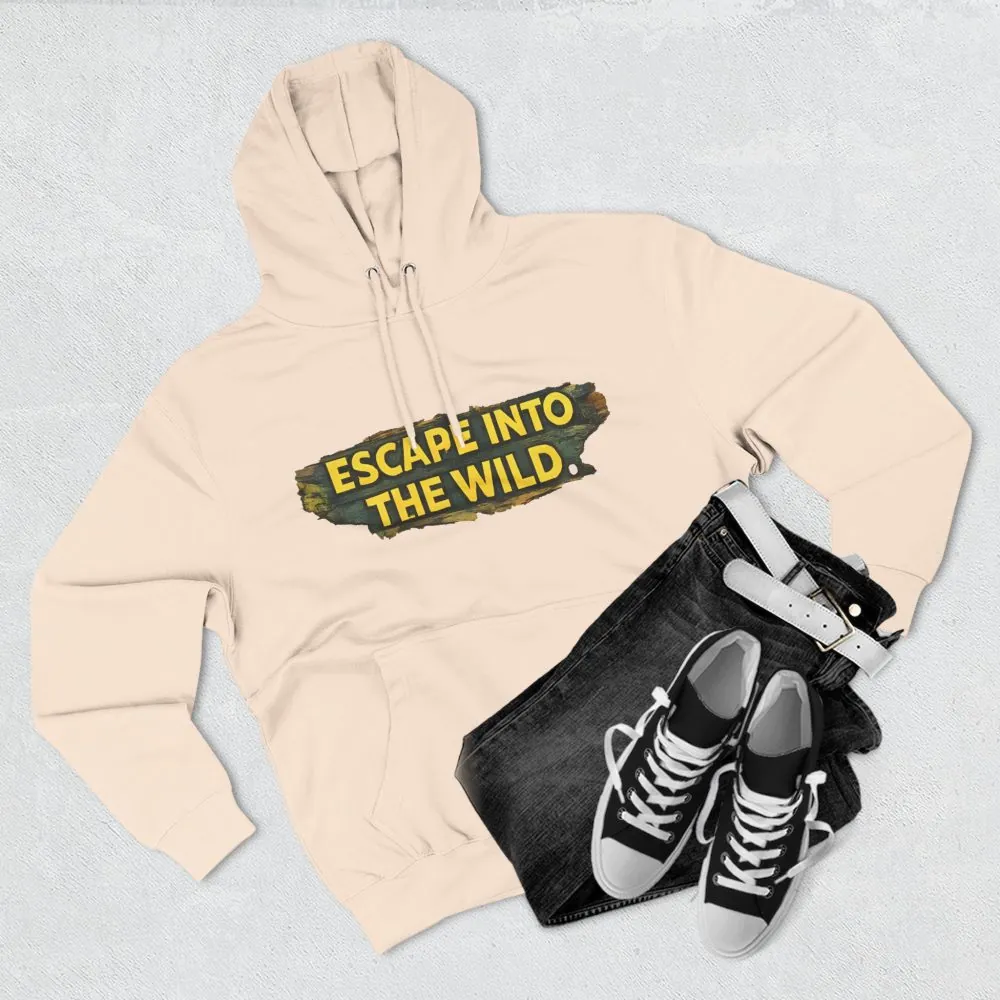 Three-Panel Fleece Hoodie - "Escape Into The Wild" Design Cubic-Line