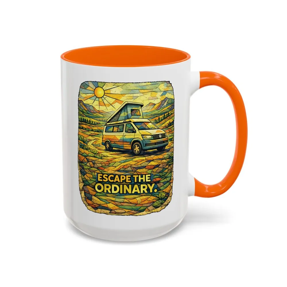 Accent Coffee Mug (11, 15oz) — "Escape The Ordinary" Design Cubic-Line