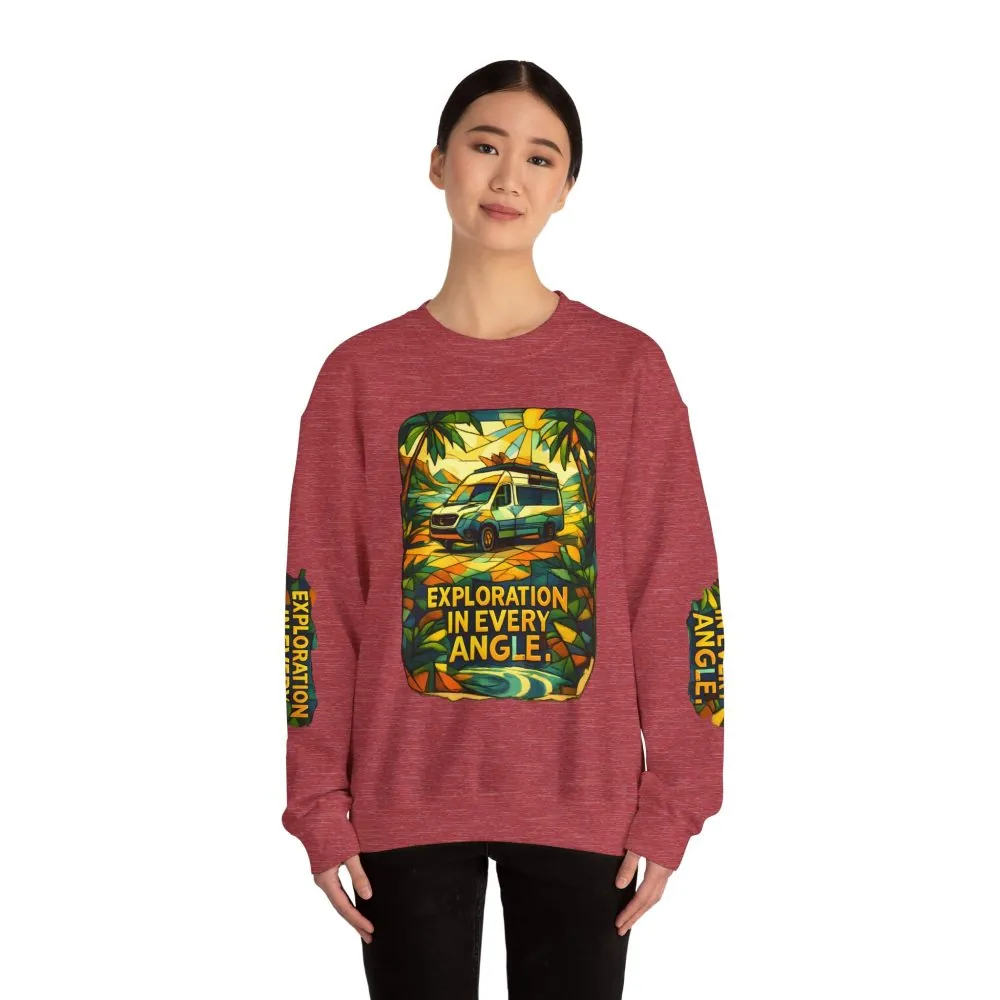 Unisex Heavy Blend™ Crewneck Sweatshirt — "Exploration In Every Angle" Design Cubic-Line