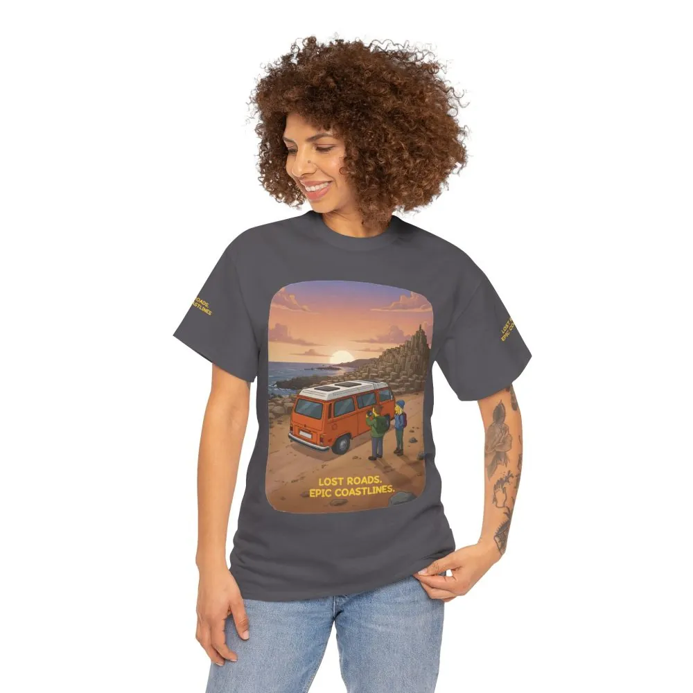 Unisex Heavy Cotton Tee — "Lost Roads Epic Coastlines" Design Sitcom-Line