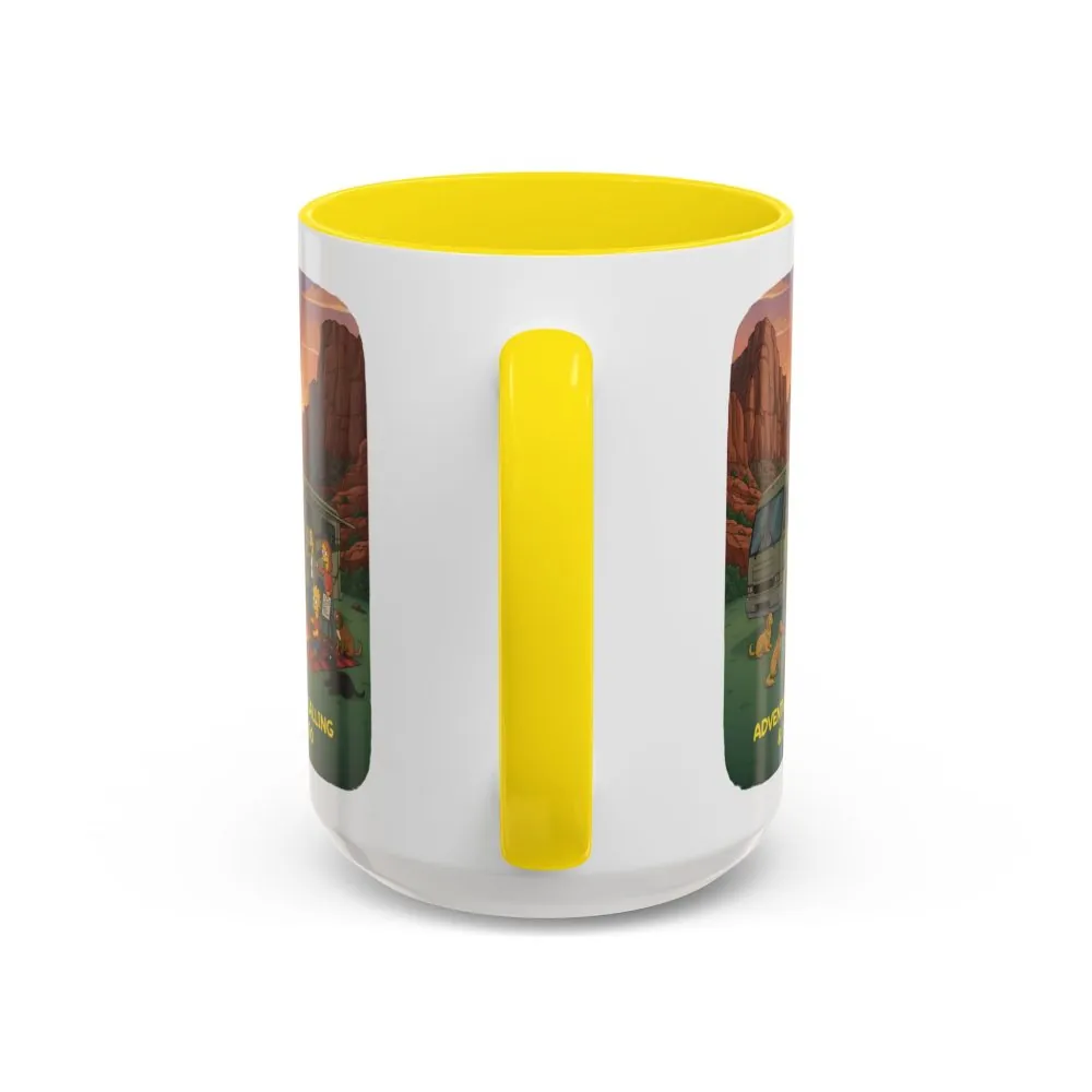 Accent Coffee Mug (11, 15oz) — "Adventure Is Calling-I Must Go" Design Sitcom-Line