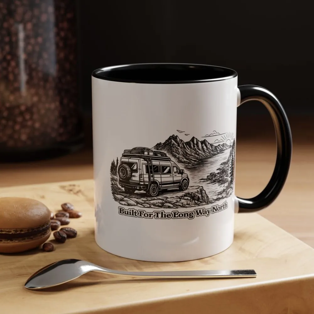 Accent Coffee Mug (11, 15oz) — "Built For The Long Way North" Design Minimal-Line