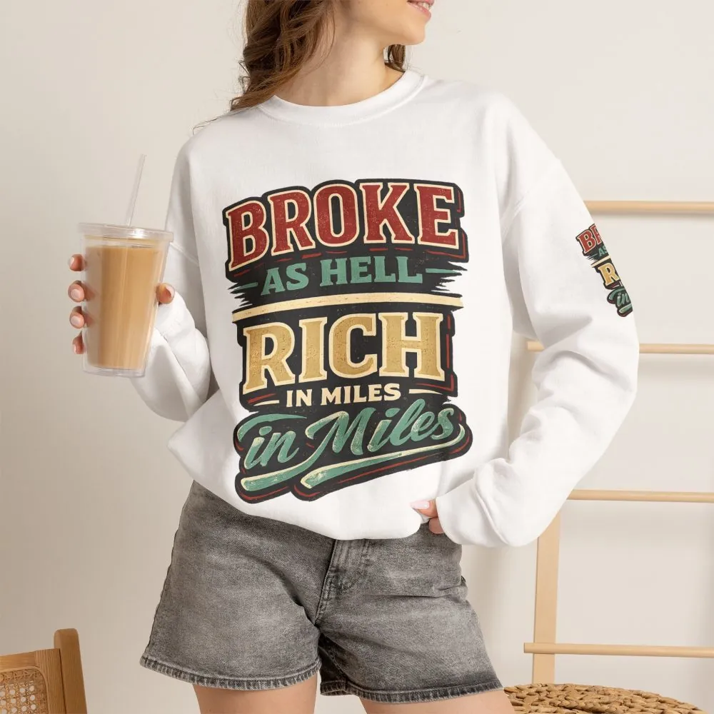 Unisex Heavy Blend™ Crewneck Sweatshirt — "Broke As Hell" Design F**K-Line