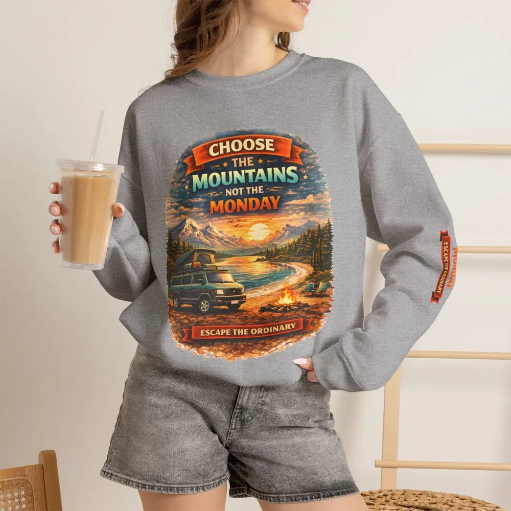 Unisex Heavy Blend™ Crewneck Sweatshirt — "Choose The Mountens" Design Scenic-Line
