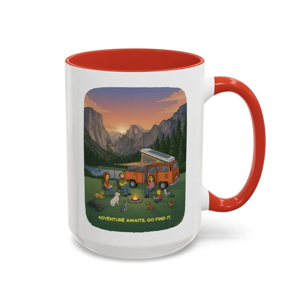 Accent Coffee Mug (11, 15oz) — "Adventure Awaits-Go Find It"" Design Sitcom-Line
