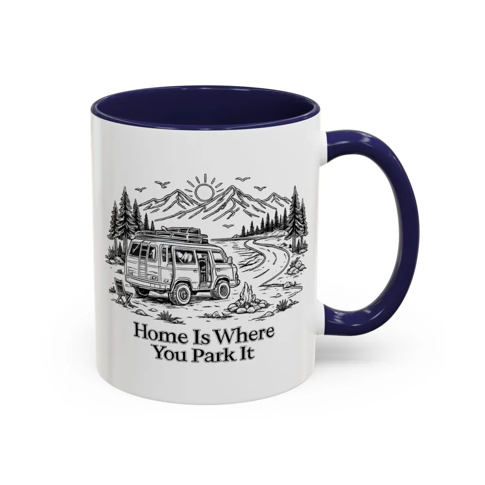 16488204101296031762_2048.jpeg Accent Coffee Mug (11, 15oz) — "Home Is Where You Park It" Design Minimal-Line