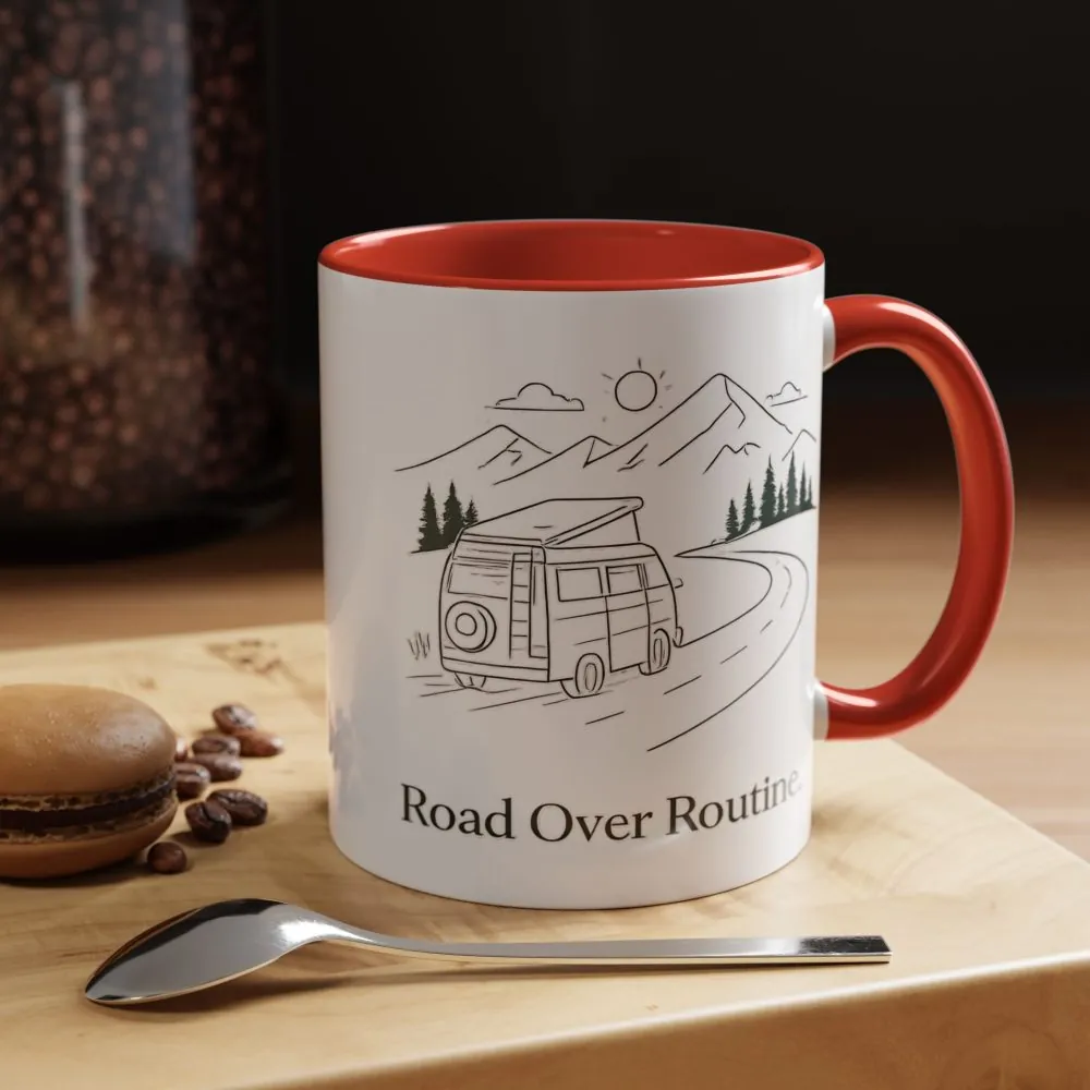 16490539781976223802_2048.jpeg Accent Coffee Mug (11, 15oz) — "Road Over Routine" Design Minimal-Line