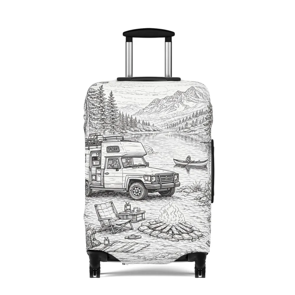 16492388622550653014_2048.jpeg Luggage Cover — Adventure Camper Sketch Travel Suitcase