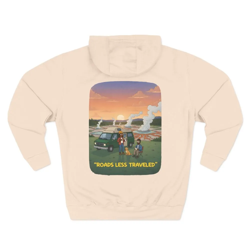 Three-Panel Fleece Hoodie - "Roads Less Traveled" Design Sitcom-Line