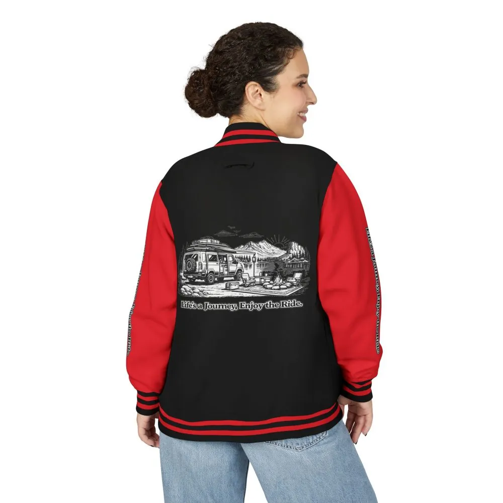 Unisex Heavyweight Letterman Jacket — "Lifes A Journey,Enjoy The Ride" Travel Varsity Coat