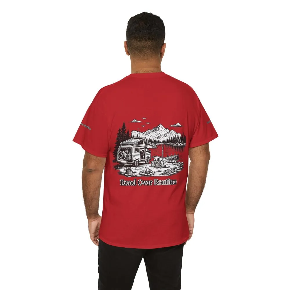 16509615417372705782_2048.jpeg Unisex Heavy Cotton Tee — "Road Over Routine" Design Minimal-Line