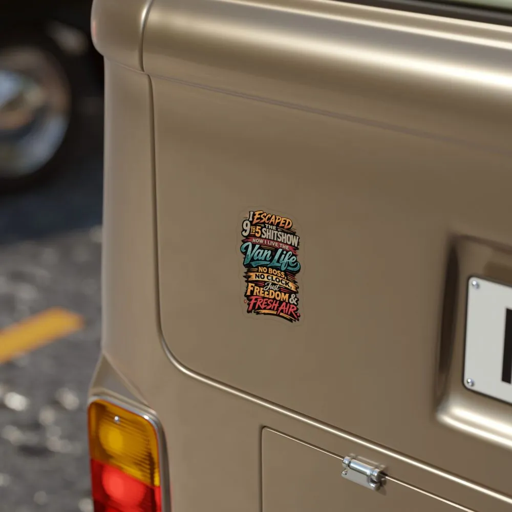 Transparent Outdoor Stickers – "I Escaped The 9 To 5" Design F**K-Line