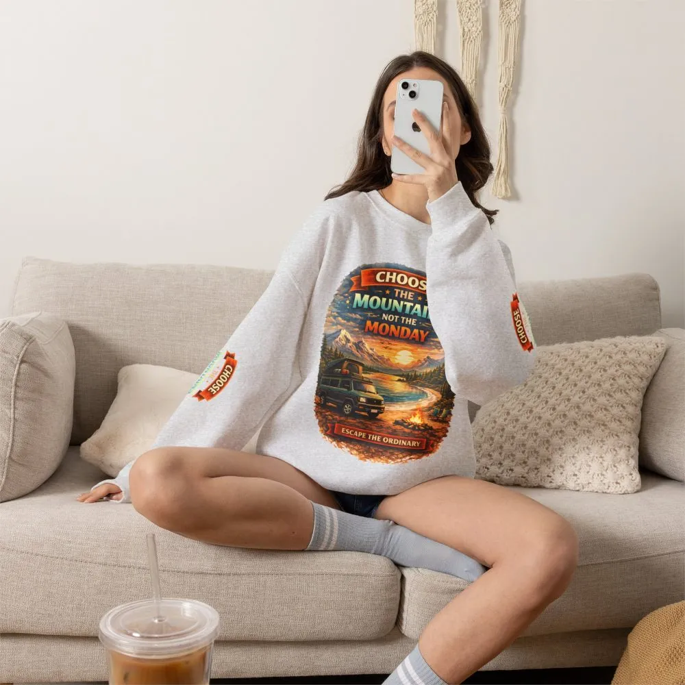 Unisex Heavy Blend™ Crewneck Sweatshirt — "Choose The Mountens" Design Scenic-Line