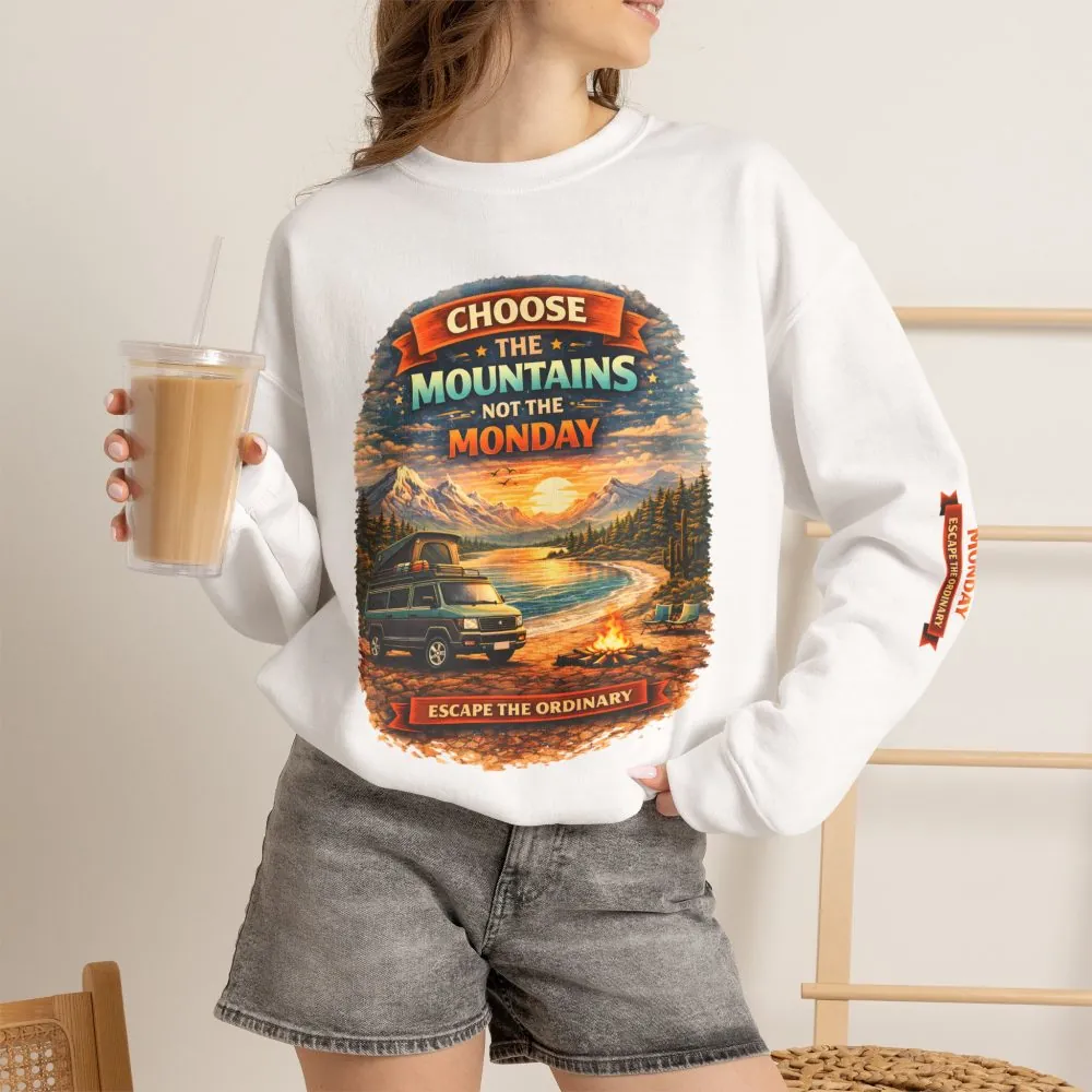 Unisex Heavy Blend™ Crewneck Sweatshirt — "Choose The Mountens" Design Scenic-Line