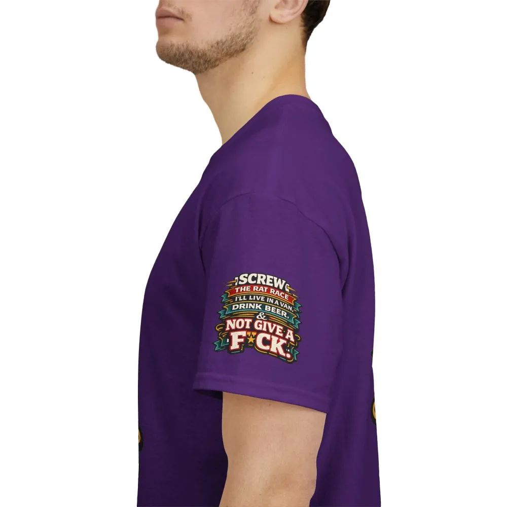 Unisex Heavy Cotton Tee — "Screw The Rat Race" Design F**K-Line