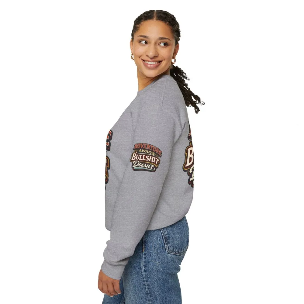 Unisex Heavy Blend™ Crewneck Sweatshirt — "Adventure Awaits" Design F**K-Line