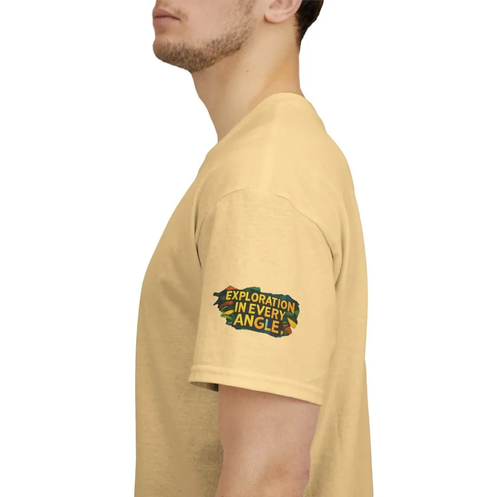 Unisex Heavy Cotton Tee — "Exploration In Every Angle" Design Cubic-Line