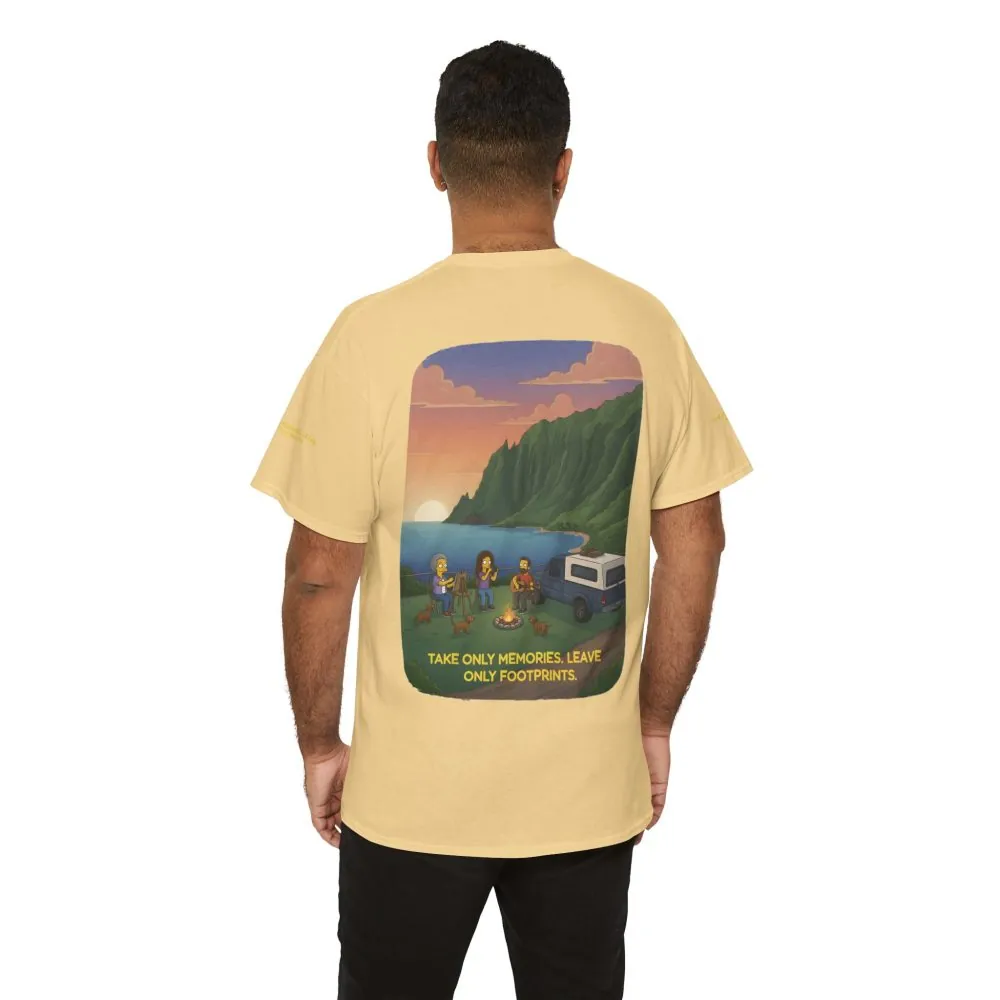 Unisex Heavy Cotton Tee — "Take Only Memories-Leave Only Footprints" Design Sitcom-Line