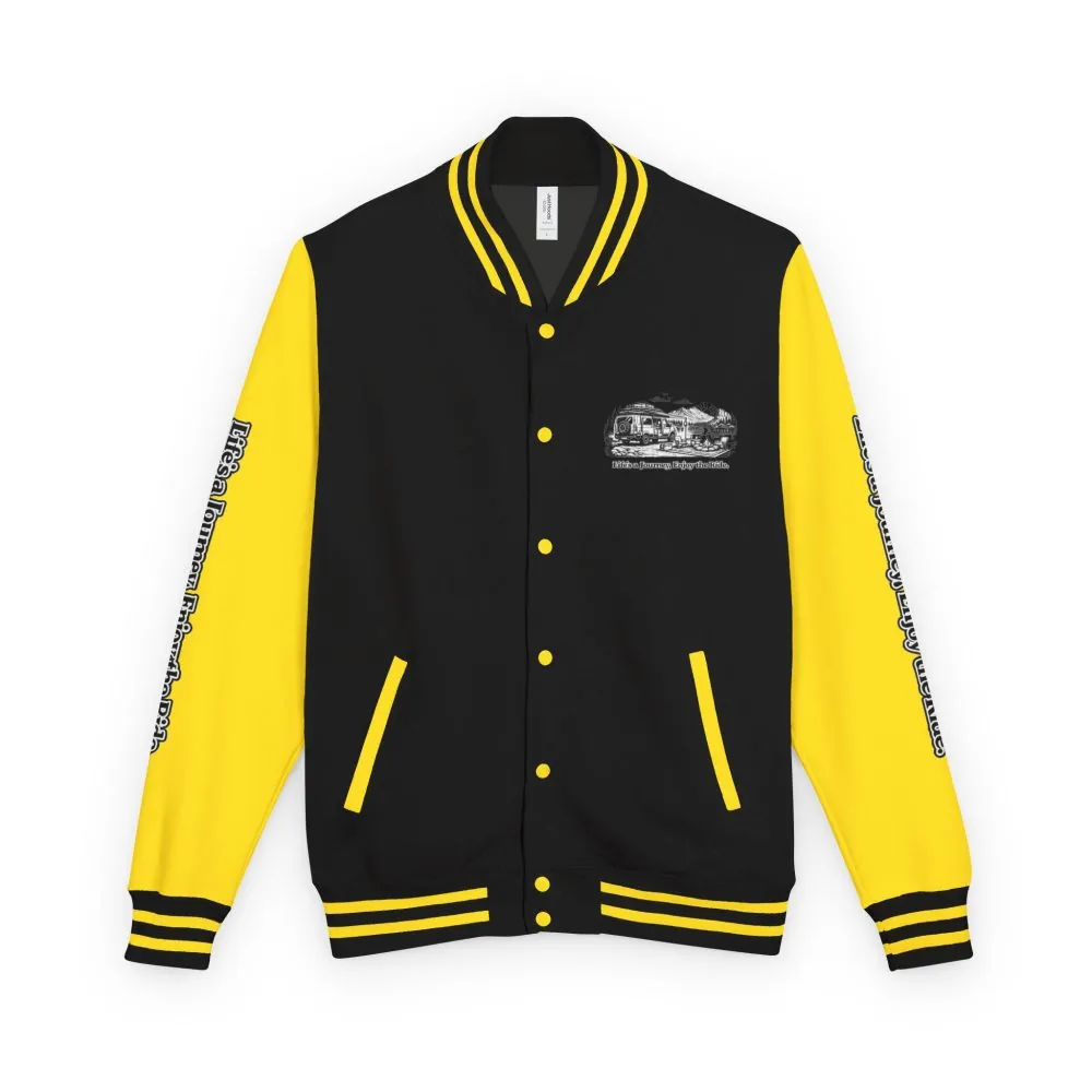 Unisex Heavyweight Letterman Jacket — "Lifes A Journey,Enjoy The Ride" Travel Varsity Coat