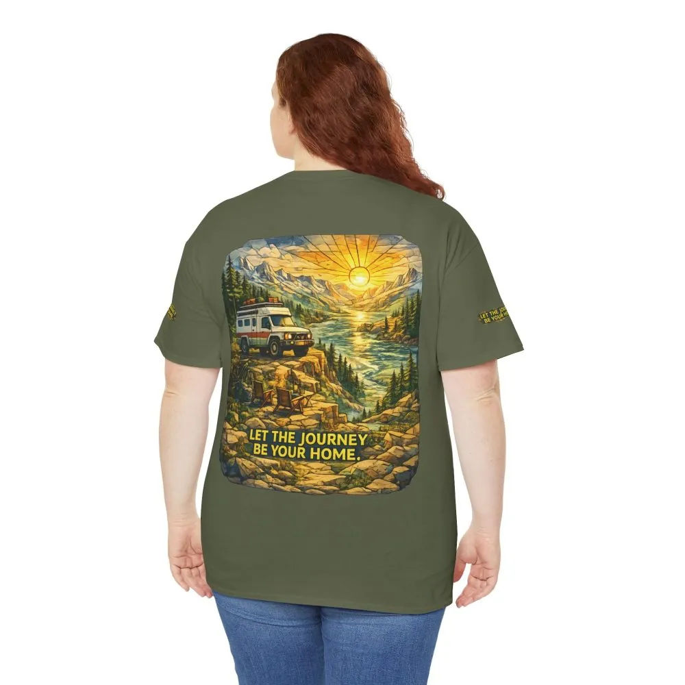 Unisex Heavy Cotton Tee — "Let The Journey Be Your Home" Design Cubic-Line