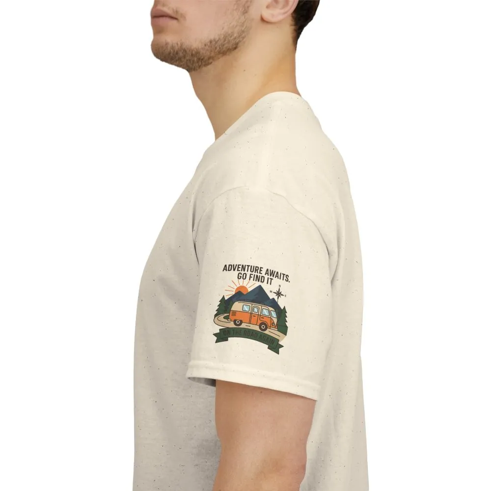 Unisex Heavy Cotton Tee — 'Adventure Awaits. Go Find It' Camper Van T‑Shirt