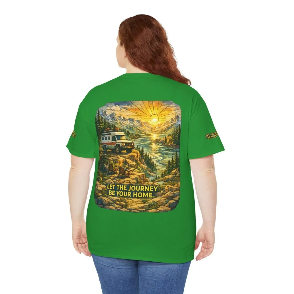 Unisex Heavy Cotton Tee — "Let The Journey Be Your Home" Design Cubic-Line
