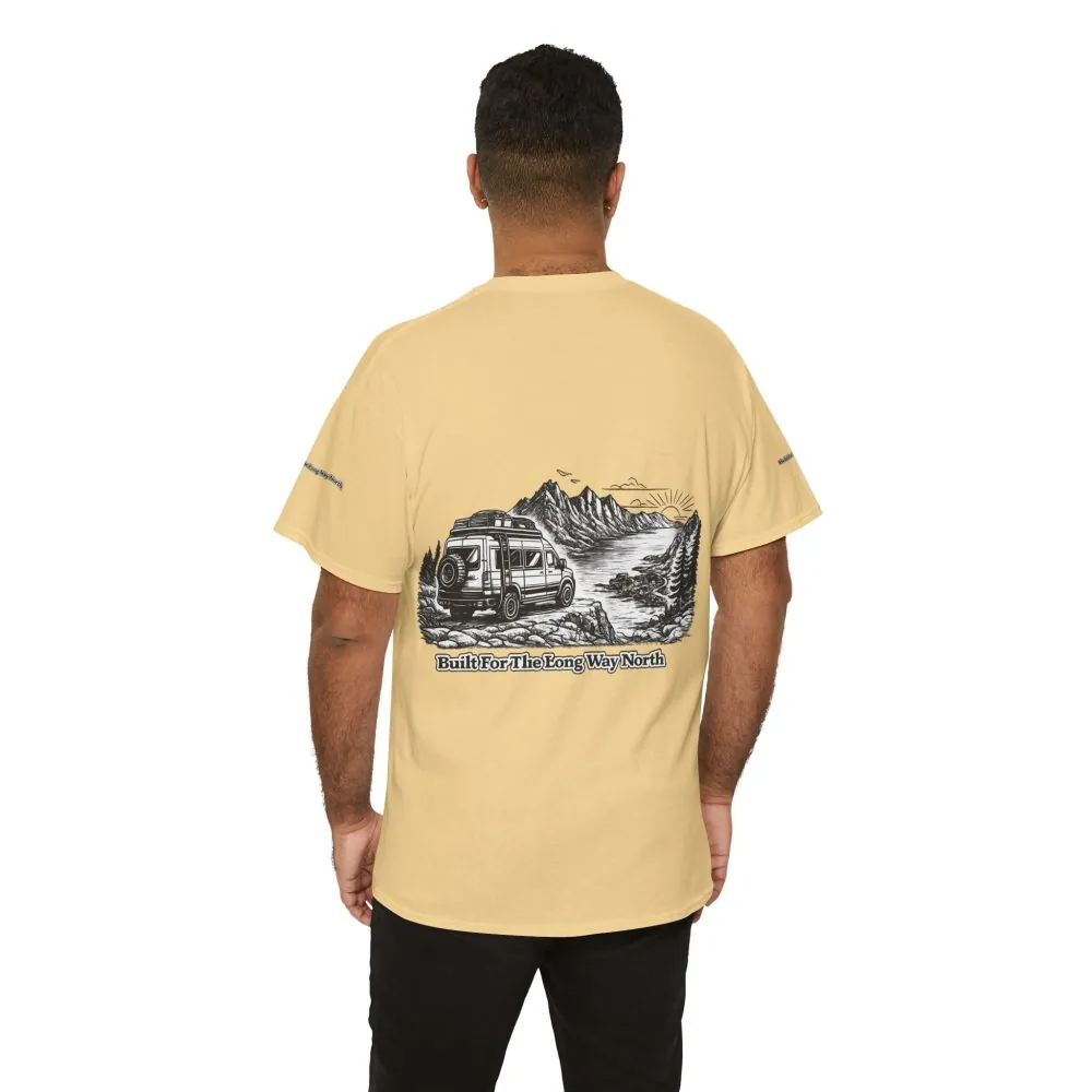 Unisex Heavy Cotton Tee — "Built For The Long Way North" Design Minimal-Line